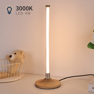 Lámpara de mesa LED de diseño moderno nórdico, Base de madera ligera recta de lujo, 360 grados para iluminación de trabajo de oficina, lectura, uso en interiores - Product Image 6