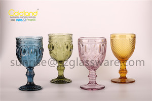 Calice di acqua colorato goffrato <span class=keywords><strong>rosa</strong></span> caldo vendita <span class=keywords><strong>rosa</strong></span> vetro Vintage personalizzato tazza di vetro colorato personalizzato calice di vetro - Product Image 3