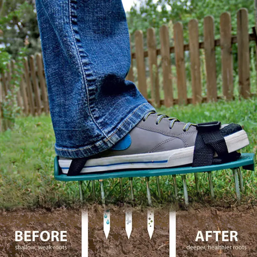 Adjustable Nonslip Buckle Soil Aeration Pair Shoes Garden Lawn Aerator Spikes Sandals