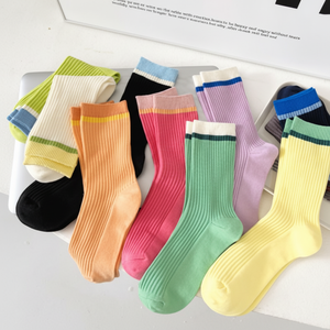 Juncap donna studente adulto Neon a righe verticali di media lunghezza calze per tutto l'anno per la primavera estate autunno inverno - Product Image 1