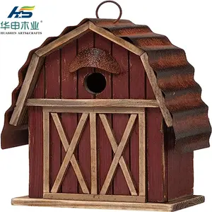 Деревенский деревянный домик для птиц сад потрепанный красный декоративный скворечник ручной работы