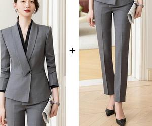 S-4XL 여성용 긴팔 정장 바지 정장 세트 면접 영업 업무복 한국 버전 - Product Image 4