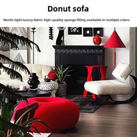Canapé rond Donut, fauteuil de loisirs modulaire créatif et artistique, en PU, vente en gros personnalisée OEM pour projets hôteliers et de clubs