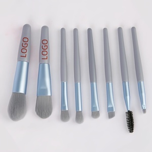 Kit de pinceaux de maquillage portables en fourrure douce, mini pinceaux de maquillage 8 pièces, pinceau d'ombre à paupières essentiel de voyage avec sac en PU, vente en gros - Product Image 3