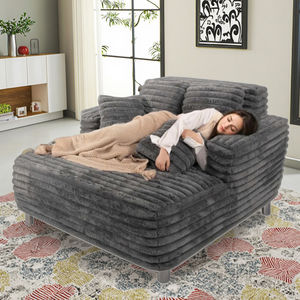Modern Oversized Plush Preto Corduroy Sofá Atacado Set Vacuum Selado Embalado Espuma Sala Móveis Sofá Comprimido - Product Image 1