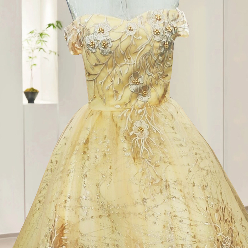 yellow prom dresses 2025 A Line Yellow Lace Prom Dresses 2025 Sleeveless Formal Evening Dresses Custom Color / US16 main image 1