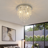 Lustres en cristal argenté en forme de goutte de pluie, montage encastré, lustre moderne K9, luminaire de plafond LED pour salle à manger, salle de bain, chambre à coucher