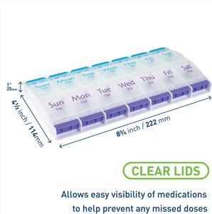 Organisateur de pilules hebdomadaire en plastique pour 7 jours, 14 compartiments, boîtes à pilules à bouton - Product Image 3
