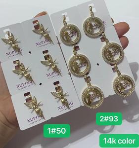 10 Xuping 18K berlapis emas 14k berlapis <span class=keywords><strong>CZ</strong></span> diasah bulan sabit matahari lebah gajah hewan serangga liontin jimat untuk wanita kalung