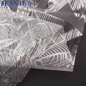 Yeni Moda %100 Polyester Parlak File, Folyo Yaprak Baskılı Sıcak Yaldızlı Tül Kumaş Giyim Parti Eteği - Product Image 5