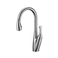 Robinet de cuisine moderne à poignée unique avec bec verseur mitigeur d'évier en nickel brossé avec tête de pulvérisation chromée