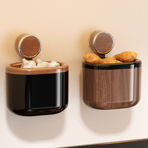 Wall Mounted Suction <b>Storage</b> <b>Box</b> Round Food Container For Garlic Ginger <b>Kitchen</b> Punch Free Lacquered Finish - Product Image 3