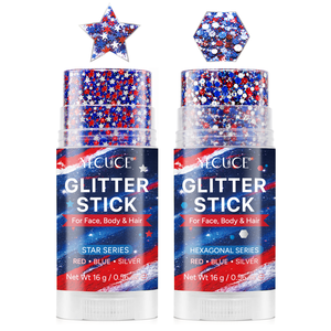 Bâton de paillettes pour le visage et le corps, rouge, argenté, bleu, accessoires patriotiques pour femmes, maquillage pour football, softball, fête, rave - Product Image 4