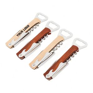 Abridor de Botellas de Vino y Cerveza Multifuncional de Madera Personalizado XDH1927 con Grabado Láser de Logotipo - Product Image 1