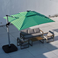 Parasol de terrasse extérieur, résistant à la pluie, design rotatif réglable, mât en aluminium, barre lumineuse solaire, usage commercial