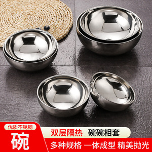 Stainless Steel Bowl Double Walled Thickened Heat Insulating Soup Bowl For Home Child Adult Use - Product Image 5