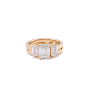Bộ Nhẫn Cưới <span class=keywords><strong>3</strong></span> Viên Đá Moissanite Cắt Ngọc Lục Bảo 14K 2Carat Vàng Thật Quà Tặng Kỷ Niệm - Product Image 3