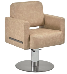 Fauteuil de <span class=keywords><strong>Barbier</strong></span> Doré en Cuir Beige Haute Densité - Mobilier de Coiffure Haut de Gamme pour Coiffeurs Exigeants - Product Image 2