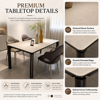 Table à manger moderne en pierre frittée avec pieds en métal, table de cuisine minimaliste pour la maison, fabricant de meubles pour hôtels