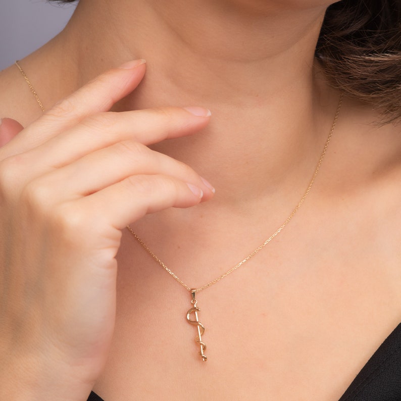 Collana con ciondolo in bronzo con simbolo della medicina Caduceo, gioielli medici, regalo per medici e infermieri, regali per laureati in medicina, solo ciondolo - Italia