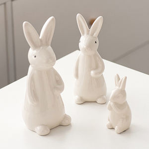 Decoración de cerámica <span class=keywords><strong>para</strong></span> el hogar, bonito adorno de conejo blanco de cerámica, figuritas de conejito de Pascua <span class=keywords><strong>para</strong></span> REGALOS FESTIVOS, estantería, Decoración de casa - Product Image 2