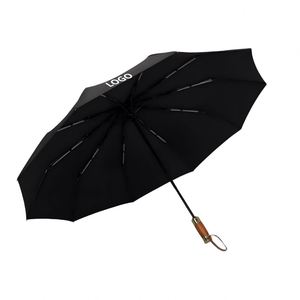 Parapluie pliant entièrement automatique pour homme Ten-Bone, grand modèle, robuste, renforcé, résistant au vent, style simple et élégant - Product Image 1