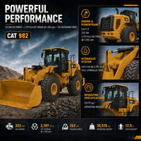 Chargeuse frontale fiable Cat 982 de 35,5 tonnes avec godet de 4,8-17,2 m³ – Vente directe usine pour usine sidérurgique