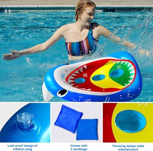 Jeu de Cornhole Gonflable Requin pour Piscine avec Trous et 5 Sacs de Haricots – Jouet Flottant pour Adultes Multi-Joueurs - Product Image 6