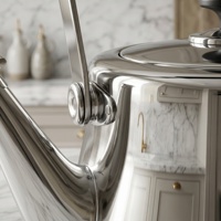 Bouilloire à thé en acier inoxydable 1,5L 2L 3L avec sifflet, finition miroir polie, fond brasé pour cuisinière à induction/gaz