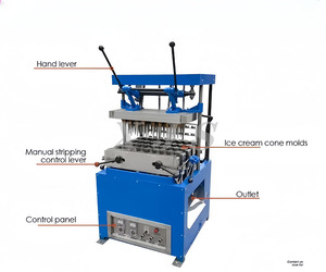 Cônes roulés de <span class=keywords><strong>cornet</strong></span> de poke de crème glacée de cuisson de cône de sucre de roulement rotatoire faisant la machine - Product Image 4