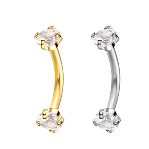 Lote de 10 unidades de Piercings Curvos de Plata Tibetana y Titanio para Mujer, con Gema de Cristal, para Ceja, Tragus, Helix, Rook y Oreja - Product Image 1