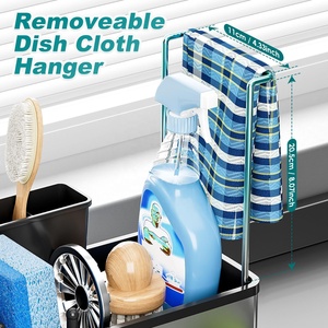 Support de rangement moderne pour évier de <span class=keywords><strong>cuisine</strong></span>, en acier inoxydable, anti-rouille, avec porte-éponge et porte-brosse simple, égouttoir - Product Image 6