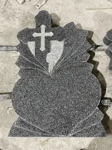En ucuz avrupa tarzı çapraz Headstone anıtlar ve çin avrupa tarzı açık gri granit cenaze mezar taşı