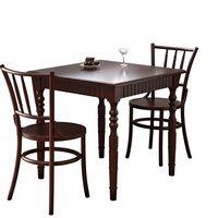 Ensemble table et chaises carrées en bois massif de style français pour restaurant occidental, pâtisserie, bar, café, boulangerie, personnalisable