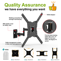 Support mural TV inclinable et pivotant à mouvement complet pour écrans LCD LED de 26 à 55 pouces, bras d'extension en acier allié et aluminium, compatible VESA 400x400