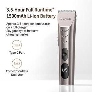 Tondeuse à cheveux rechargeable professionnelle sans fil, lame en céramique, 4 niveaux de réglage, écran LCD, USB-C, 2 vitesses, kit de toilettage pour usage domestique - Product Image 3