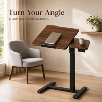 Bureau réglable en hauteur électrique avec moteur unique, en bois d'albizia, inclinable de 0 à 60 degrés, avec options de batterie intégrée