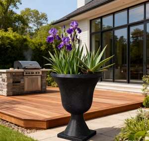 กระถางต้นไม้ทรงโรมัน PP น้ำหนักเบา ทนทาน ลายแกะสลักแบบวินเทจ ฐานสี่เหลี่ยม ขนาด 16 นิ้ว กระถางดอกไม้แบบด้าน สำหรับบ้านและสวน - Product Image 4