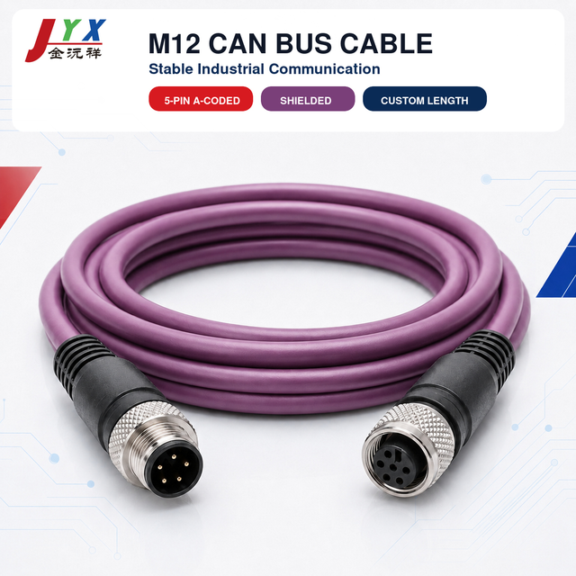 Custom M12 a Coded CAN Bus Cable 5 Pin Shielded CANopen DeviceNet Cable Assembly for AGV PLC Industrial Automation