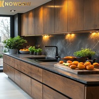KNOWDOW Armoires de cuisine américaines Île de pierre frittée en peau de bois Personnalisation de la maison entière Villa Maison élégante