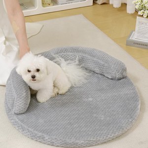 Manufacturer Wholesale Custom Logo Round Orthopedic Mamory Foam <strong>Pet</strong> <strong>Product</strong> Cat Dog <strong>Bed</strong> With Pillow - Product Image 1