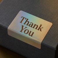Autocollant personnalisé texturé holographique « Merci » pour l'emballage des petites entreprises, l'enveloppe, le branding, le logo, impression découpée