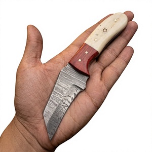 Couteau de chasse et de survie à lame fixe mini, en acier Damas artisanal, pointe tombante, manche en bois, qualité industrielle, pour revendeurs OEM 58/60 - Product Image 1