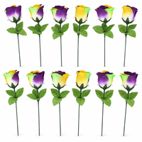 Fleur artificielle en gros de 11 pouces pour le Mardi Gras, rose, violette, verte, dorée, pour défilé, fête, événement, décoration