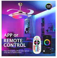 Lustre moderne d'intérieur de 42 pouces, ventilateur de plafond, lampe intelligente RGB, plafonnier LED avec contrôle par application mobile pour la maison et la chambre à coucher