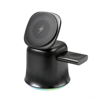 Chargeur de téléphone portable sans fil multifonctionnel avec lumière RGB pliable et support de charge rapide portable 3 en 1