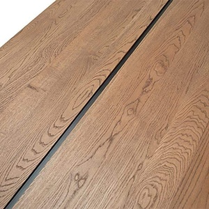 Table de salle à manger rectangulaire en bois massif de style moderne avec base en acier noir, table à manger pour 6 personnes - Product Image 5