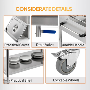 Mobilier de cuisine professionnel en acier inoxydable, bain-marie avec écran acrylique, étagère supérieure et inférieure, contrôle de la température et couvercle, HoReCa - Product Image 4