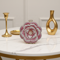 Tas Clutch Malam Berhias Bunga dan Rhinestone Berkualitas Tinggi, Buatan Tangan dari Bahan Alloy dengan Kancing Magnetik untuk Wanita, Cocok untuk Pesta Pernikahan dan Makan Malam Mewah