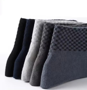 Chaussettes pour hommes en fibre de bambou, couleur unie, style business décontracté, antibactériennes, anti-odeurs, haute qualité - Product Image 5